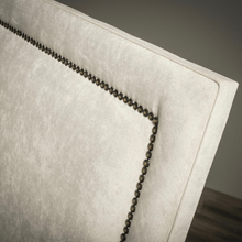 Load image into Gallery viewer, Upholstered Stud Headboard Close Up | Heston &amp; Co
