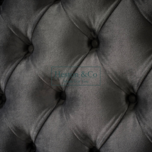 Load image into Gallery viewer, Winged Chesterfield Headboard Fabric Close Up | Heston &amp; Co
